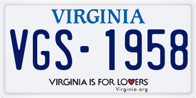VA license plate VGS1958