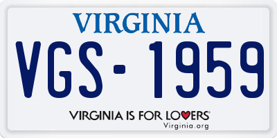 VA license plate VGS1959
