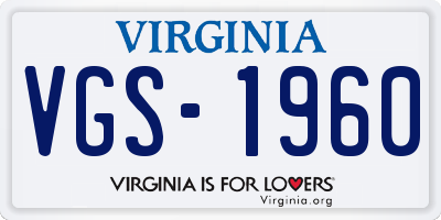 VA license plate VGS1960