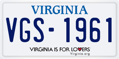 VA license plate VGS1961