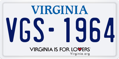 VA license plate VGS1964