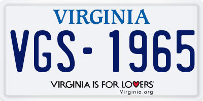 VA license plate VGS1965