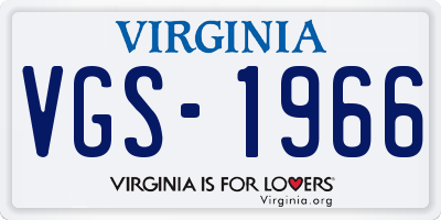 VA license plate VGS1966