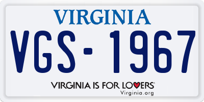 VA license plate VGS1967