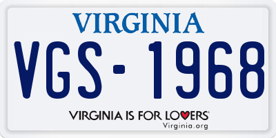VA license plate VGS1968