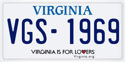 VA license plate VGS1969
