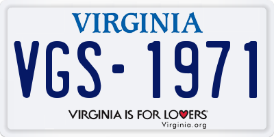 VA license plate VGS1971