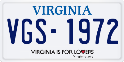 VA license plate VGS1972
