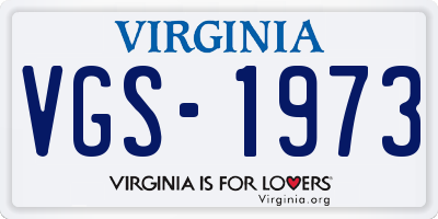 VA license plate VGS1973