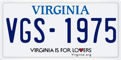 VA license plate VGS1975