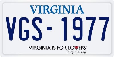 VA license plate VGS1977