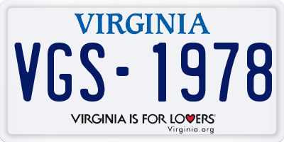 VA license plate VGS1978