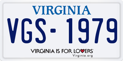 VA license plate VGS1979