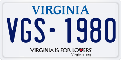 VA license plate VGS1980