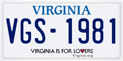VA license plate VGS1981