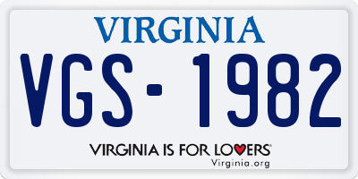 VA license plate VGS1982