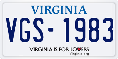 VA license plate VGS1983