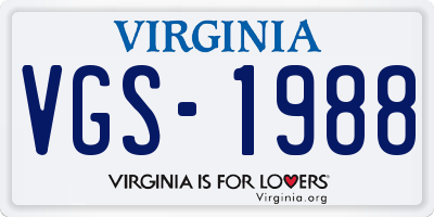 VA license plate VGS1988