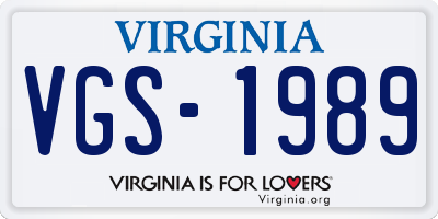 VA license plate VGS1989