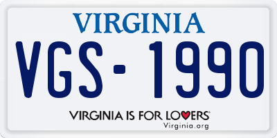 VA license plate VGS1990