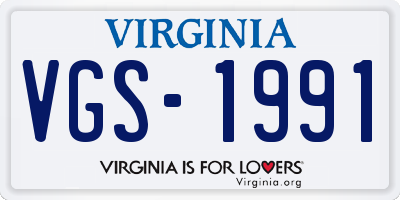 VA license plate VGS1991