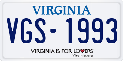 VA license plate VGS1993