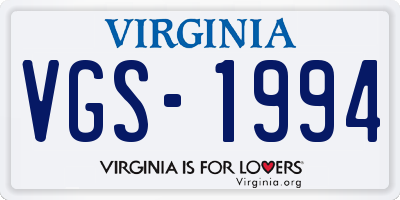 VA license plate VGS1994