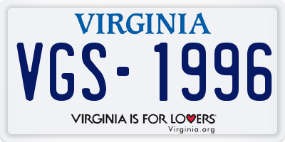 VA license plate VGS1996