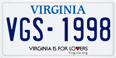 VA license plate VGS1998