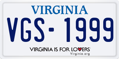 VA license plate VGS1999