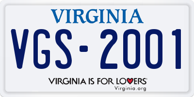 VA license plate VGS2001