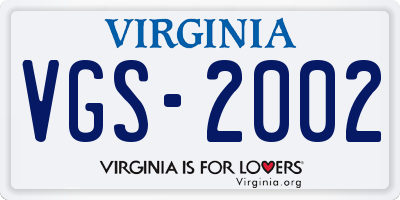 VA license plate VGS2002