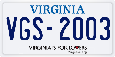 VA license plate VGS2003
