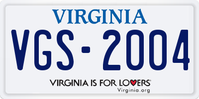 VA license plate VGS2004