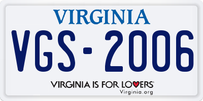 VA license plate VGS2006