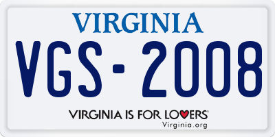 VA license plate VGS2008