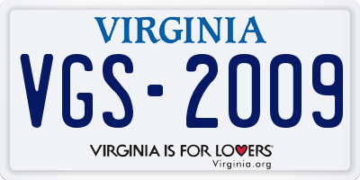 VA license plate VGS2009