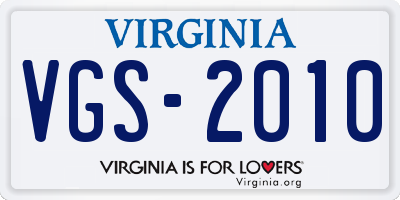 VA license plate VGS2010