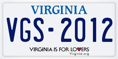 VA license plate VGS2012