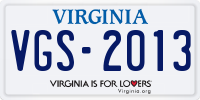 VA license plate VGS2013