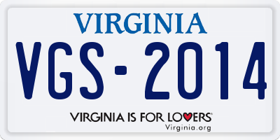 VA license plate VGS2014