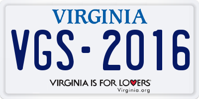 VA license plate VGS2016