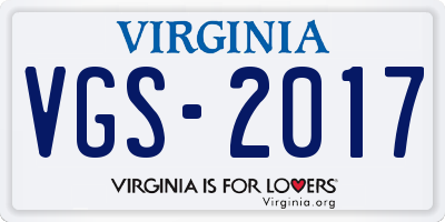 VA license plate VGS2017