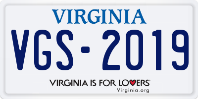 VA license plate VGS2019
