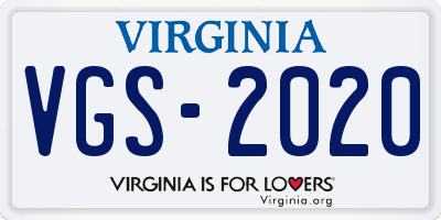 VA license plate VGS2020