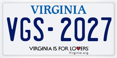 VA license plate VGS2027