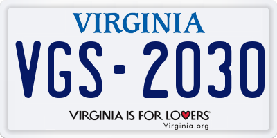 VA license plate VGS2030
