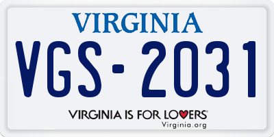 VA license plate VGS2031