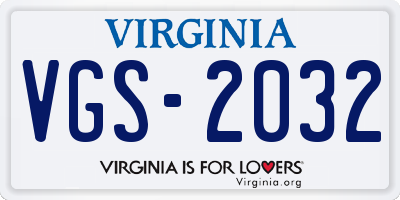VA license plate VGS2032