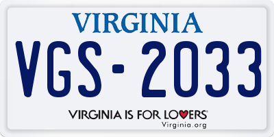 VA license plate VGS2033